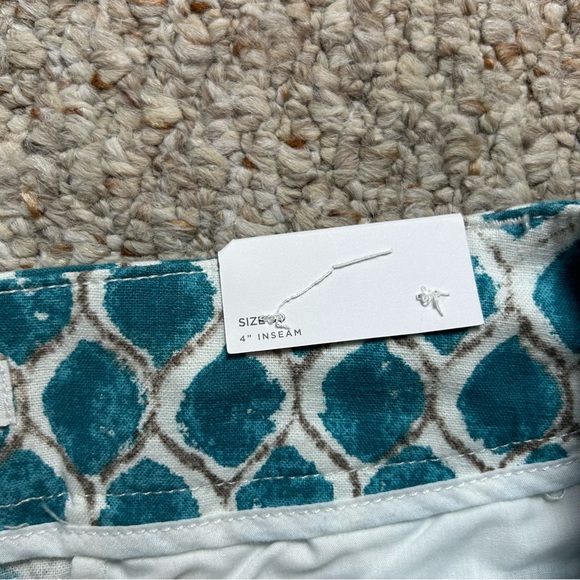 Loft Ann Taylor NWT Blue Geometric Chino Womens 00 Flat Front Shorts 4" Inseam - Picture 7 of 12